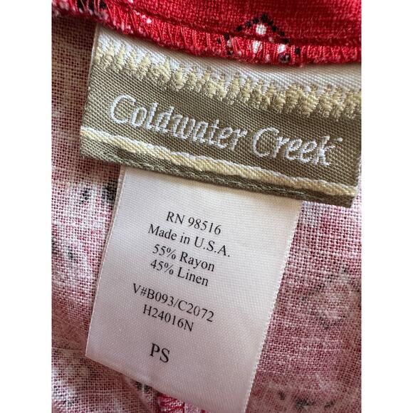 Coldwater Creek Red Linen Blend Midi Wrap Skirt Bandana Print Buttons PS - Picture 3 of 5